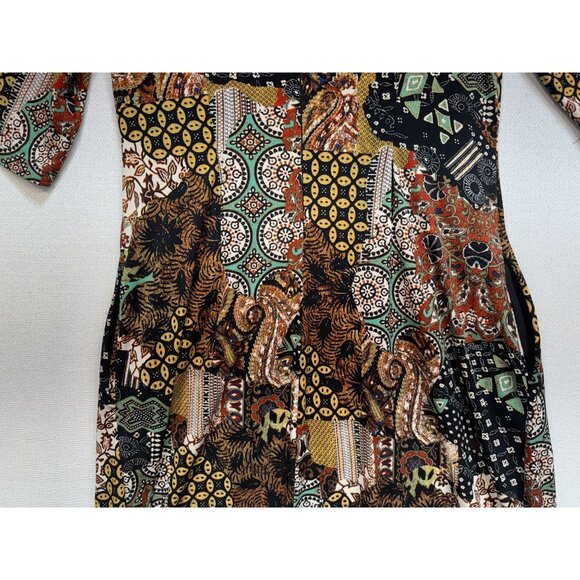 Roz & Ali Women's Mini Dress Half Sleeve Size 6 Multi Geo Lightweight Back Zip - Picture 12 of 13